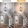 4 Light Chandelier, Industrial Ceiling Light Black Lantern L...