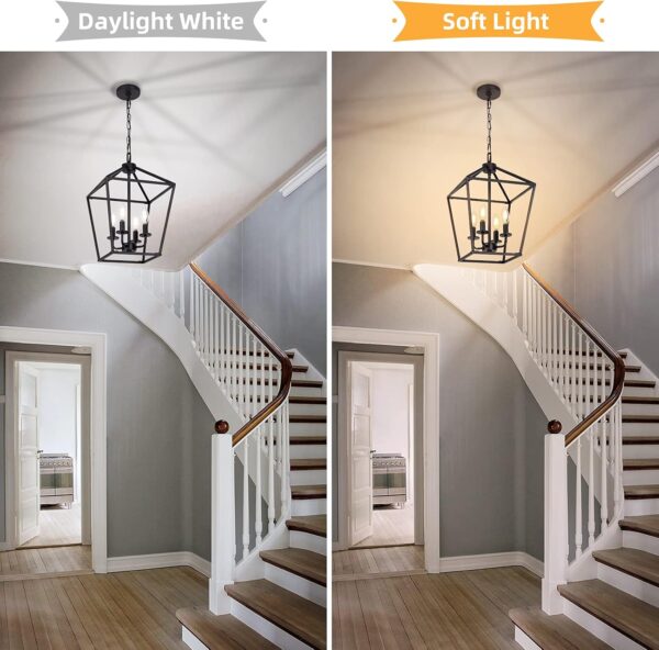 4 Light Chandelier, Industrial Ceiling Light Black Lantern L...