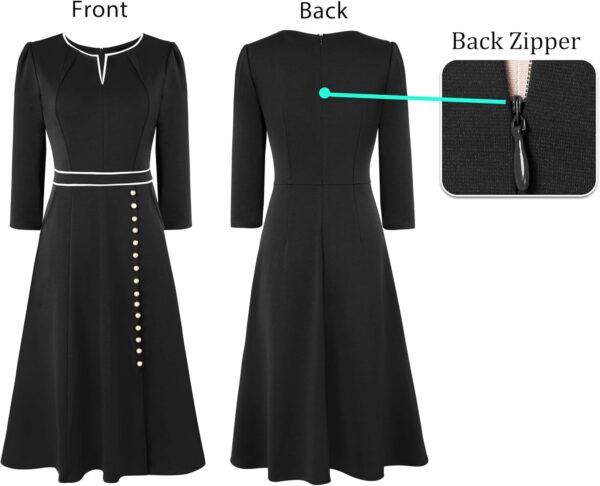 VFSHOW Womens Pleated Notch Neck Front Slit Buttons Pockets ...