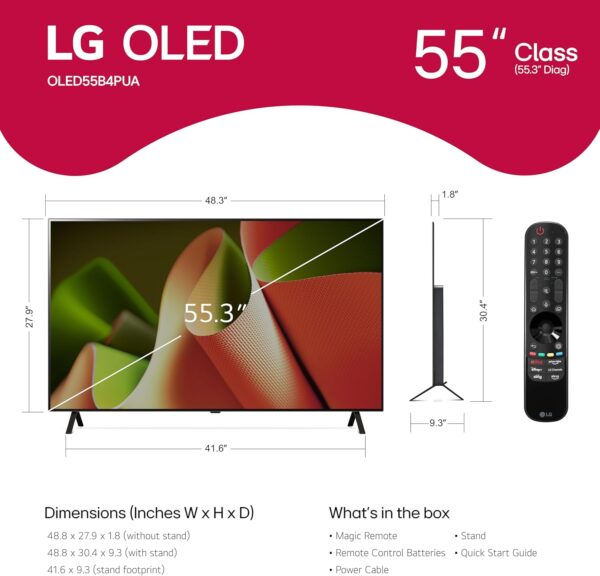 LG 55-Inch Class OLED B4 Series Smart TV 4K Processor Flat S...