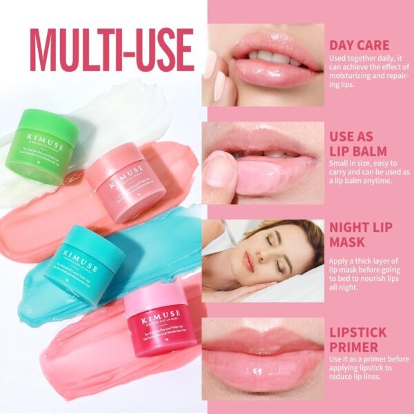 KIMUSE Lip Mask Set, 4PCS Lip Sleeping Mask Overnight Treatm...