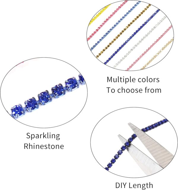 10 Yards 2 MM Rhinestone Chain Trim Crystal Rhinestone Close...