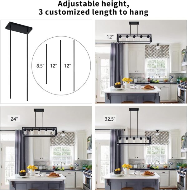 Espird Farmhouse Dining Room Light Fixture - 5 Light Matte B...