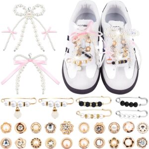 28Pcs Shoe Charms for Sneakers Bow Shoe Lace Charms Junk Soc...