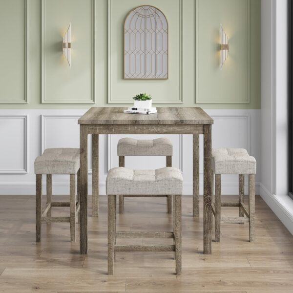 5-Piece Counter Dinner Height Table Set, Indoor Modern Recta...