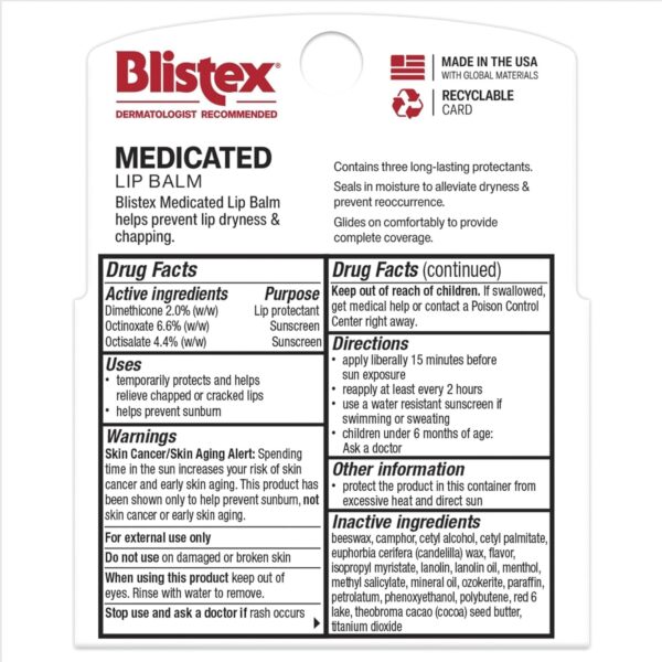 Blistex Medicated Lip Balm, 0.15 Ounce, 3 Count (Pack of 1) ...