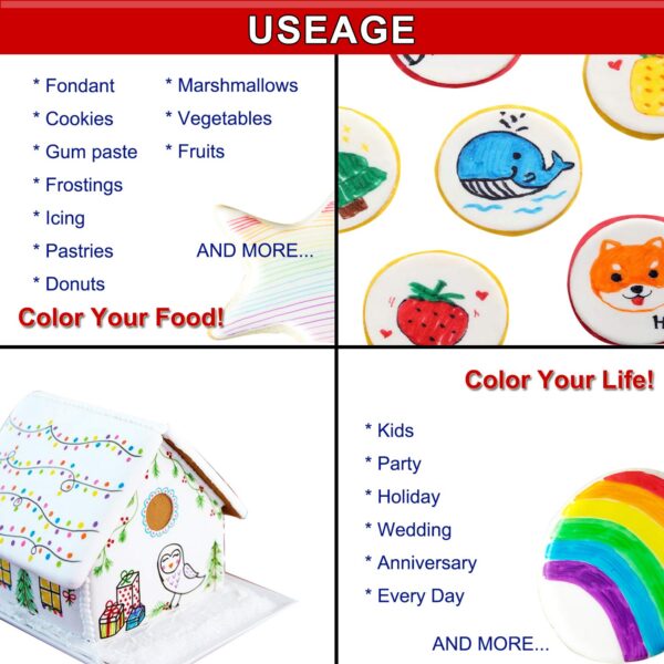 3pcs Black Food Coloring Markers, Double Sided with Ultra Fi...