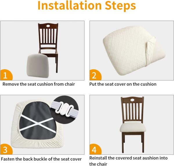 Waterproof Seat Cushion Covers 6 PCS, Stretch Jacquard Chair...