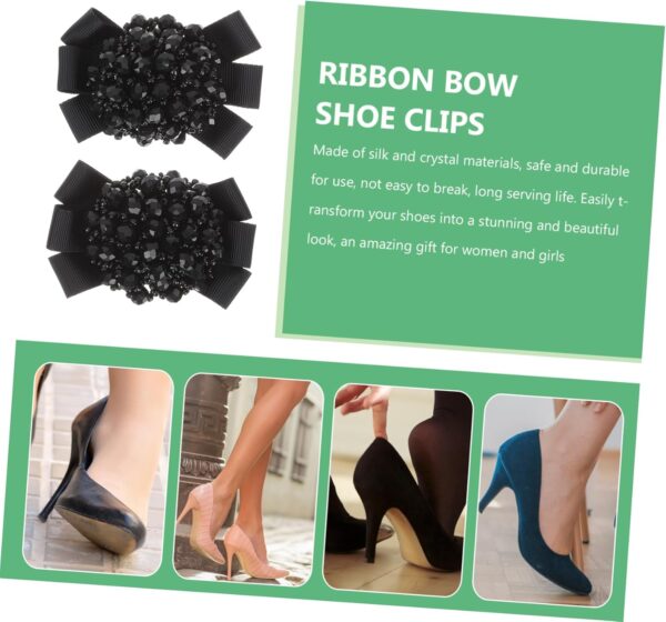 1 Pair Bow Shoe Sparkly Rhinestone Shoe Buckles Clip on Deco...