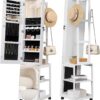 LED Jewelry Cabinet, 66" Jewelry Armoire with Clothes Rack, ...