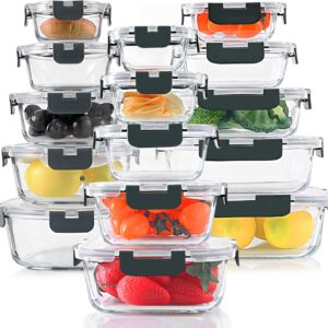 30 Pieces Glass Food Storage Containers Set, Glass Meal Prep...