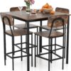 Giantex 5-Piece Dining Table Set W/Counter Height Table & 4 ...
