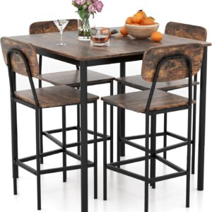 Giantex 5-Piece Dining Table Set W/Counter Height Table & 4 ...