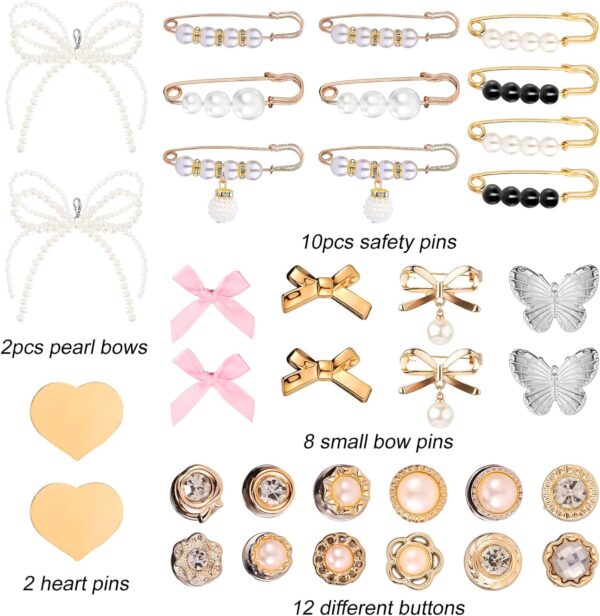 34pcs Shoe Charms for Sneakers, Shoelace Charms Pearl Bows H...