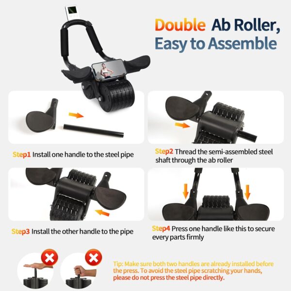 2024 New Ab Roller Wheel with Timer & Knee Mat,Automatic Reb...