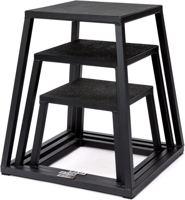 Rage Fitness Steel Plyo Box 12-18-24 Inch High Anti-Slip Pre...