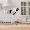 Jetec Set of Eat Sign, Fork and Spoon Wall Decor, Rustic Woo...