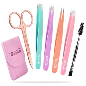 TsMADDTs 6 PCS Tweezers Set for Women, Eyebrow Tweezers with...