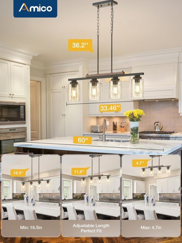 Amico Dining Room Light Fixture 4-Light Kitchen Island Light...