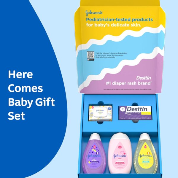 Johnson's Baby Here Comes Baby Gift Set, Baby Essentials for...