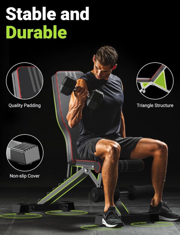 Yoleo Adjustable Weight Bench for Full Body Workout; Foldabl...