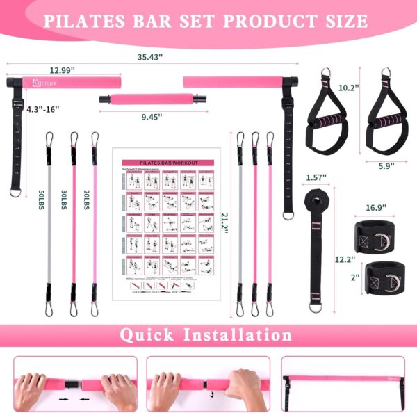 Pilates Bar Kit with Resistance Bands,Pilates Bar with Stack...