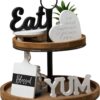 GENMOUS Farmhouse Kitchen Tiered Tray Decor Items Mini Set, ...