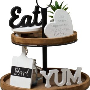 GENMOUS Farmhouse Kitchen Tiered Tray Decor Items Mini Set, ...