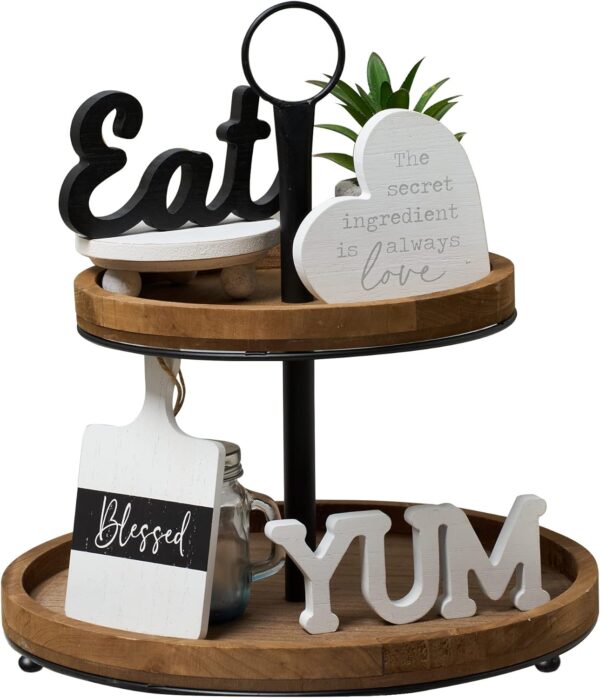 GENMOUS Farmhouse Kitchen Tiered Tray Decor Items Mini Set, ...