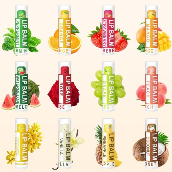 DMSKY 12 Pack Lip Balm, Natural Lip Balm Bulk with Vitamin E...