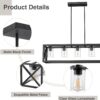 Espird Farmhouse Dining Room Light Fixture - 5 Light Matte B...