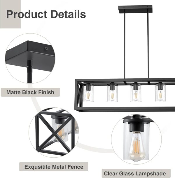Espird Farmhouse Dining Room Light Fixture - 5 Light Matte B...