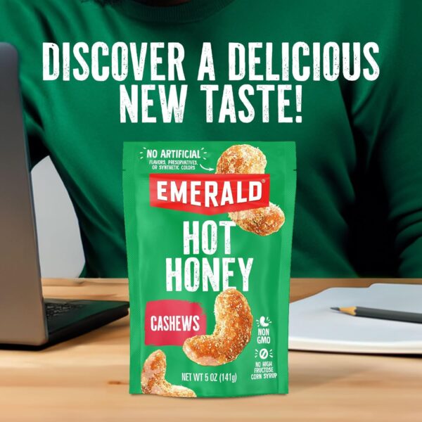 Emerald Nuts Hot Honey Cashews (1-Pack) | 5oz Resealable Bag...