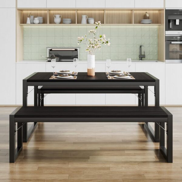 SHA CERLIN Kitchen Dining Table Set for 4 with Benches, Rust...