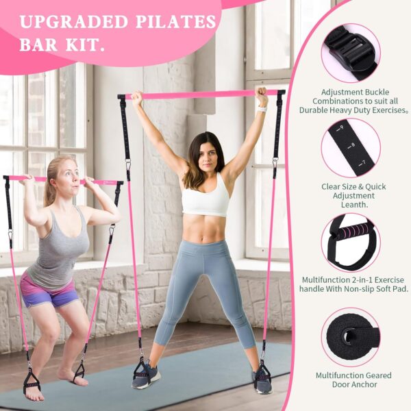 Pilates Bar Kit with Resistance Bands,Pilates Bar with Stack...