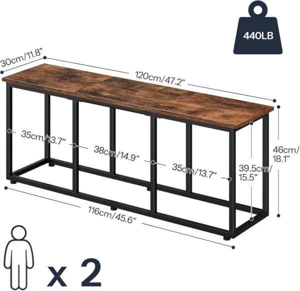 HOOBRO Dining Bench, 47.2 Inch Dining Table Bench, Industria...