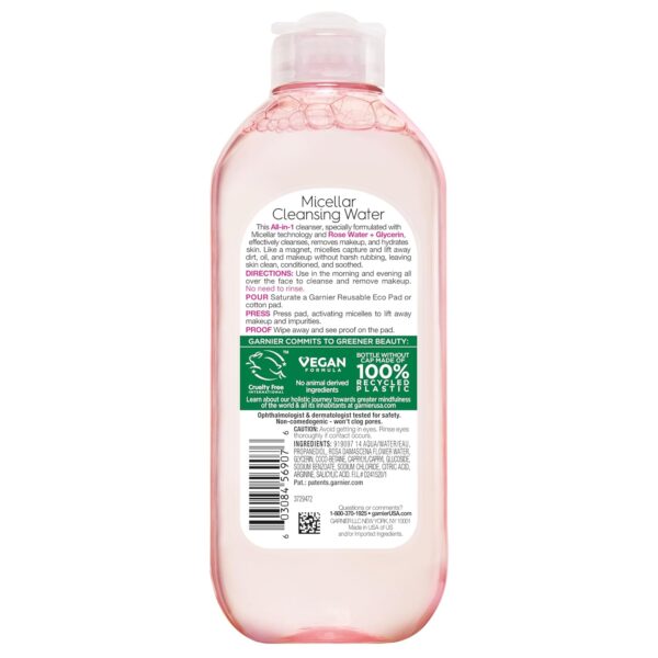 Garnier Micellar Water with Rose Water and Glycerin, Hydrati...