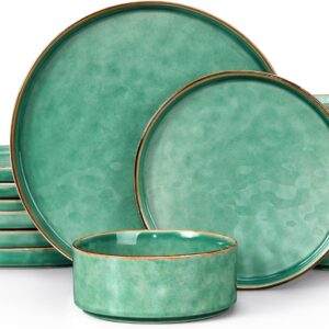 LIANYU Dinnerware Sets for 4, 12 Piece Plates and Bowls Dish...