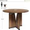 LITTLE TREE 39-Inch Round Dining Table for 4, Rustic Kitchen...