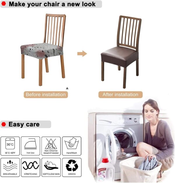 NILUOH Waterproof Seat Covers for Dining Room Chairs Set of ...