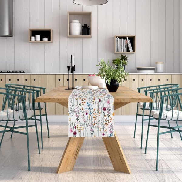 Watercolor Wild Flowers Table Runner, Seasonal Summer Holida...