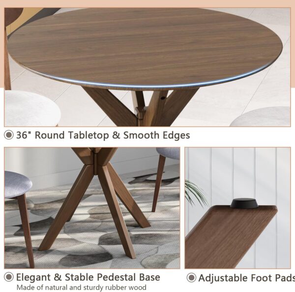 Tangkula Mid-Century Modern Round Dining Table Set for 2, Wo...