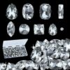 300 Pcs Clear Glass Rhinestone Silver Gemstone Crystal Metal...