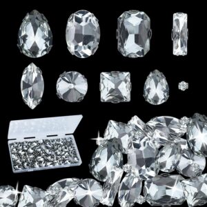 300 Pcs Clear Glass Rhinestone Silver Gemstone Crystal Metal...