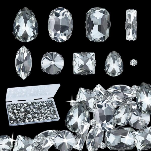 300 Pcs Clear Glass Rhinestone Silver Gemstone Crystal Metal...