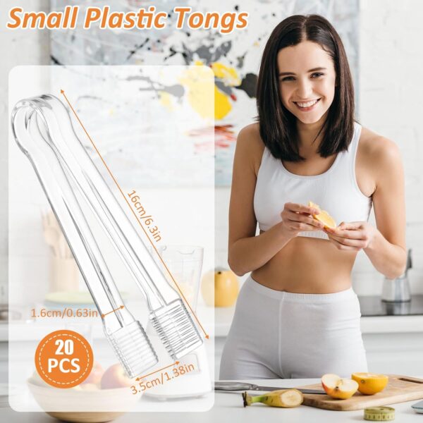 PEASUG 20 PCS Plastic Serving Tongs, Disposable Plastic Tong...
