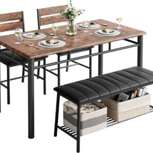 IRONCK Dining Table Set for 4, Kitchen Table with Upholstere...