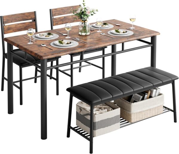 IRONCK Dining Table Set for 4, Kitchen Table with Upholstere...