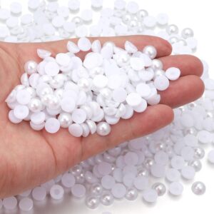 700PCS 8mm White Flatback Pearls for Crafting Jewelry Making...