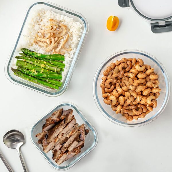 30 Pieces Glass Food Storage Containers Set, Glass Meal Prep...